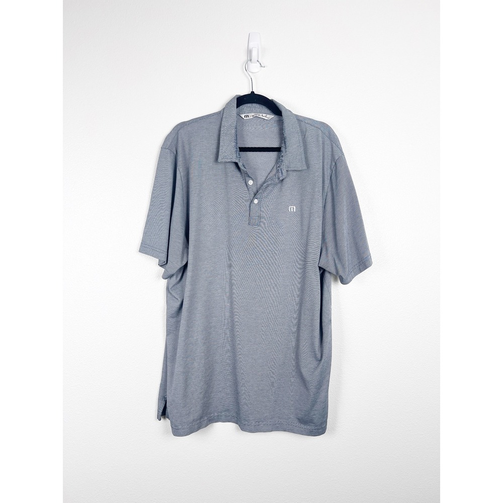 Travis Mathew Mens Short Sleeve Golf Polo Gray Striped Pima Cotton‎ XXL